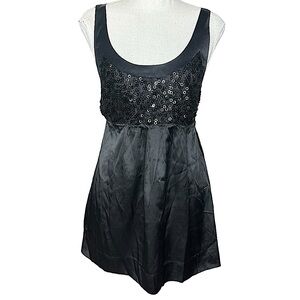 HALE BOB: NWT Black Silk Sequin Spaghetti Strap Sleeveless Shirt -Size Small